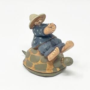 Vintage Williraye Studio Man on Turtle Figurine 1998 Collectible WW2731 Folk Art